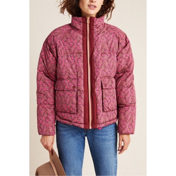 Anthropologie Jackets & Blazers - Anthropologie Numph Lillie Puffer Jacket XL Pink Floral Quilted
